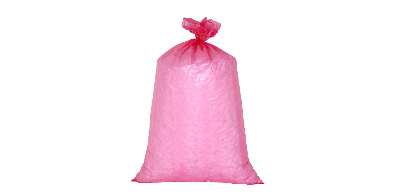 Afvalzak HDPE 58 x 100 cm rood T23 op rol (á 25 st)