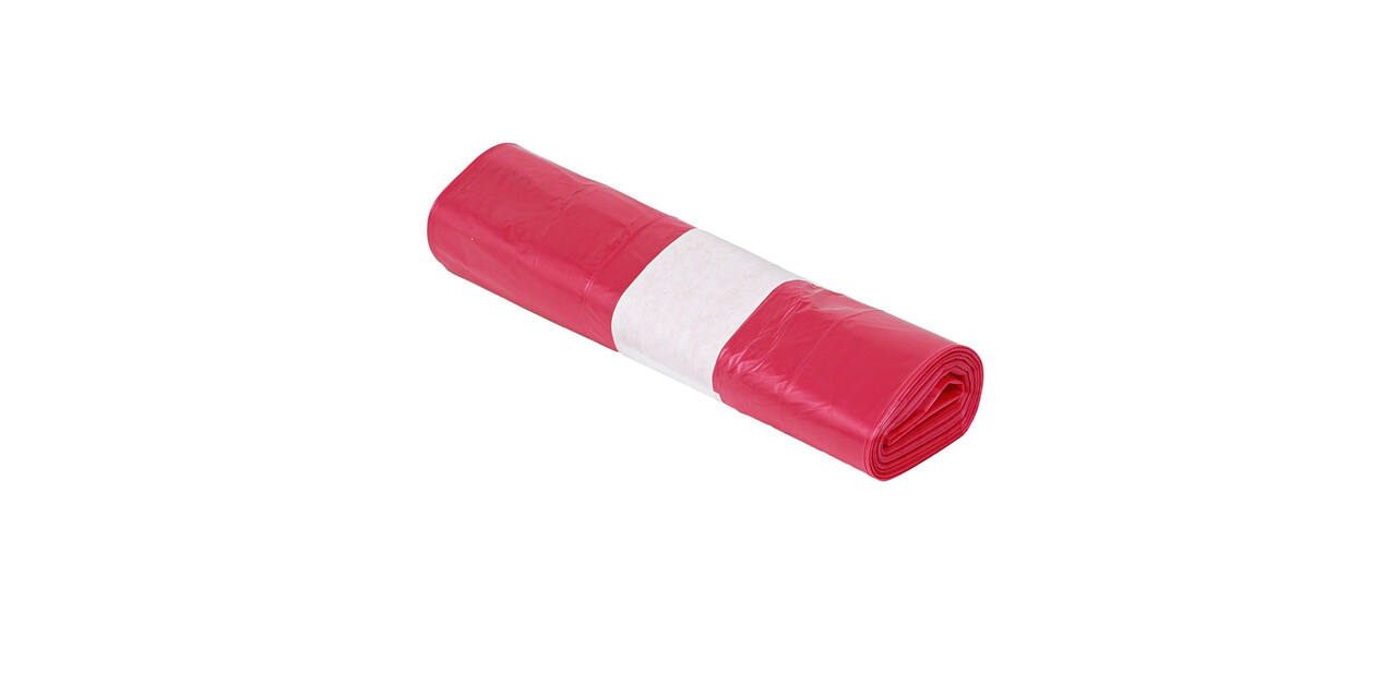 Afvalzak HDPE 58 x 100 cm rood T23 op rol (á 25 st)