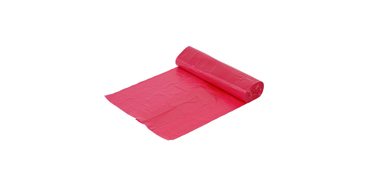 Afvalzak HDPE 58 x 100 cm rood T23 op rol (á 25 st)