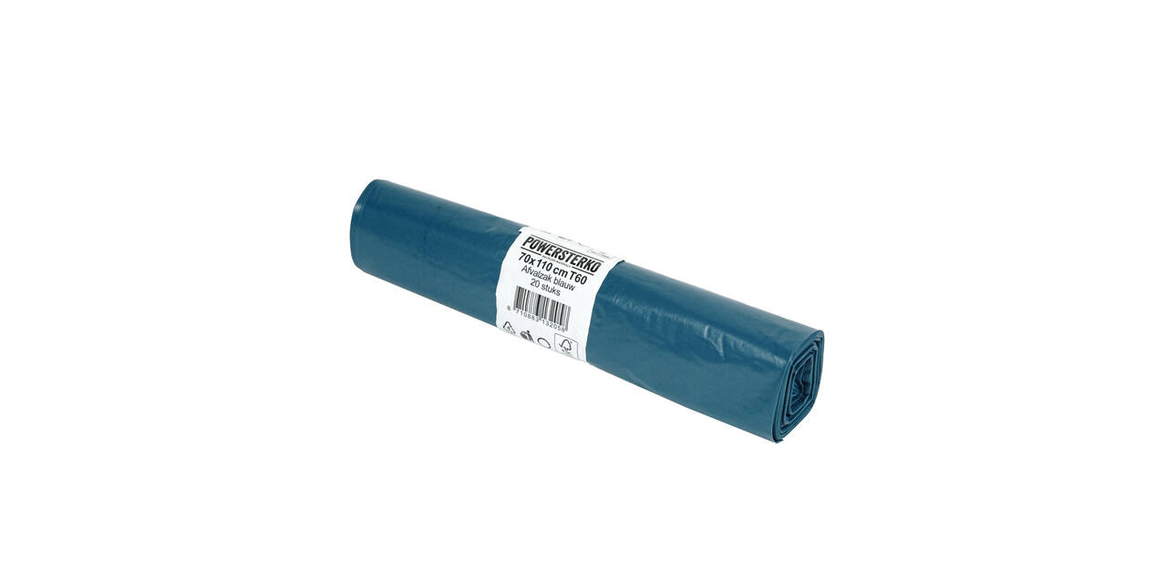 Afvalzak LDPE 70 x 110 cm blauw T60 op rol (á 20 st)