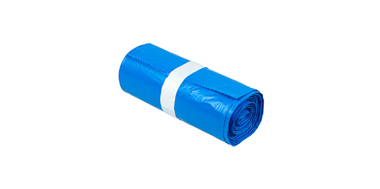 Afvalzak HDPE 90 x 110 cm blauw T40 op rol (á 25 st)