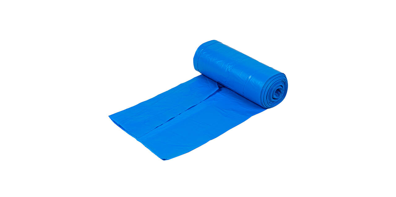 Afvalzak HDPE 90 x 110 cm blauw T40 op rol (á 25 st)