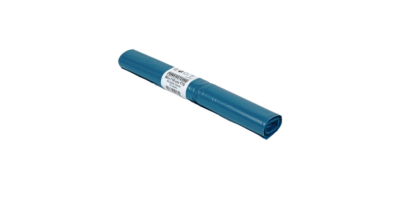 Afvalzak LDPE 90 x 110 cm blauw T70 op rol (á 10 st)
