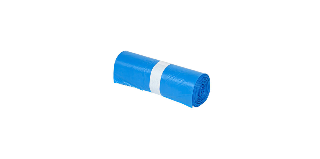 Afvalzak HDPE 90 x 110 cm blauw T30 op rol (á 25 st)