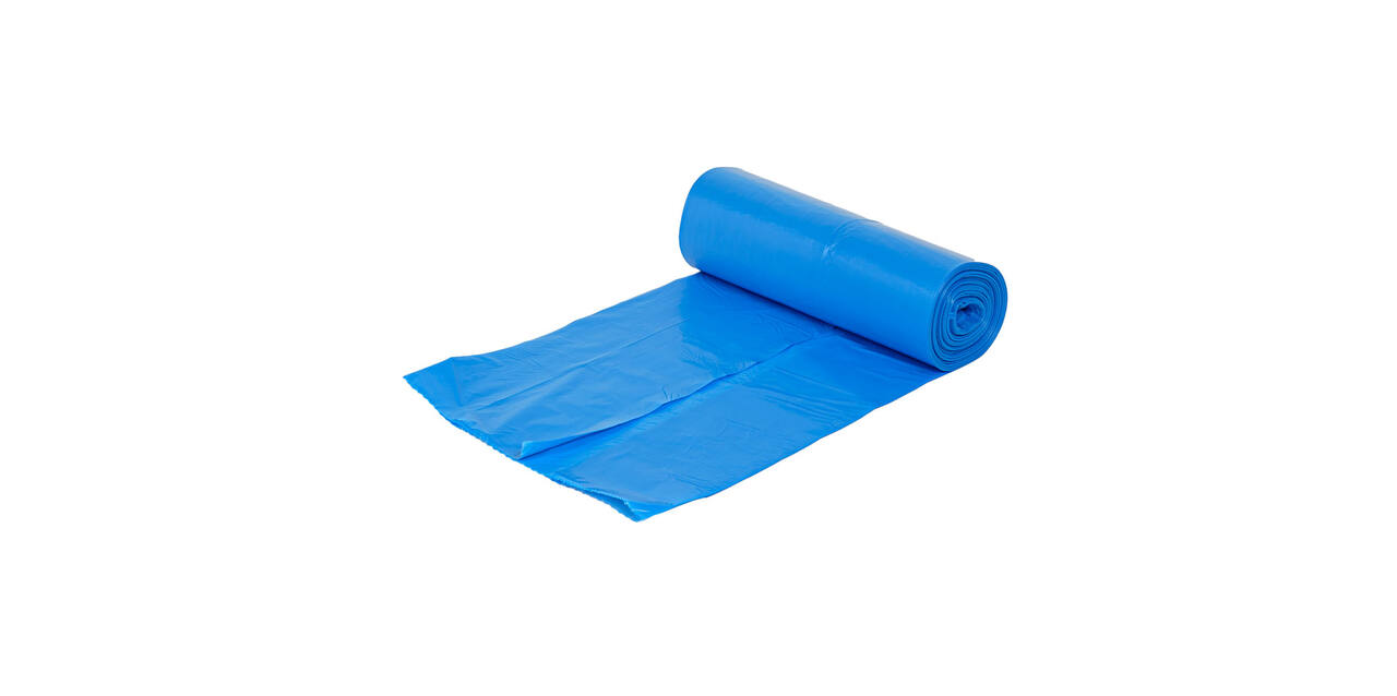 Afvalzak HDPE 90 x 110 cm blauw T30 op rol (á 25 st)