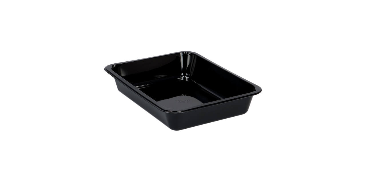 122018 - Menubak CPET 225 x 175 x 43 mm zwart 1200 ml rechthoekig 1-vaks