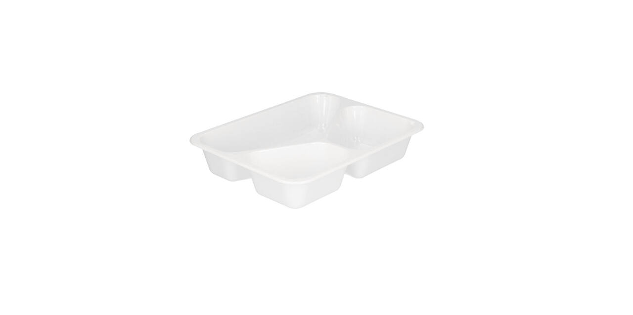 132346 - Menubak CPET 225 x 175 x 43 mm wit 525/275/205 ml rechthoekig 3-vaks