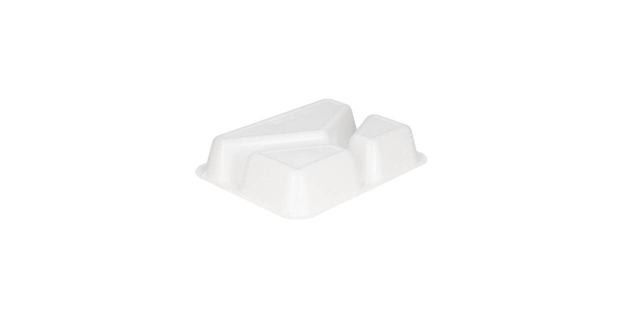 132346 - Menubak CPET 225 x 175 x 43 mm wit 525/275/205 ml rechthoekig 3-vaks