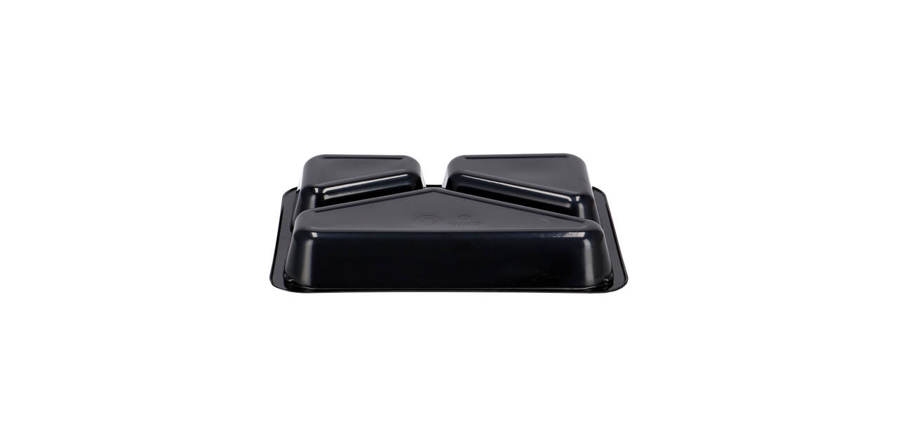151307 - Menubak CPET 225 x 175 x 34 mm zwart 430/225/165 ml rechthoekig 3-vaks