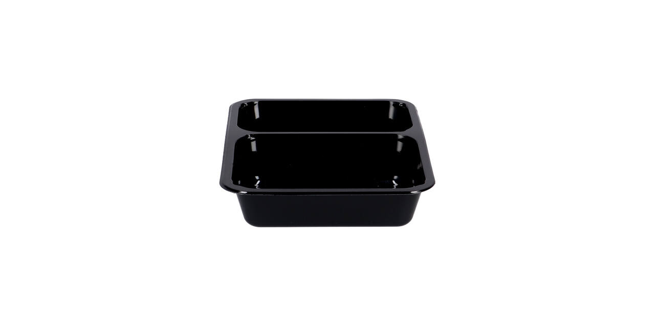 115505 - Menubak CPET 225 x 175 x 43 mm zwart 655/455 ml rechthoekig 2-vaks