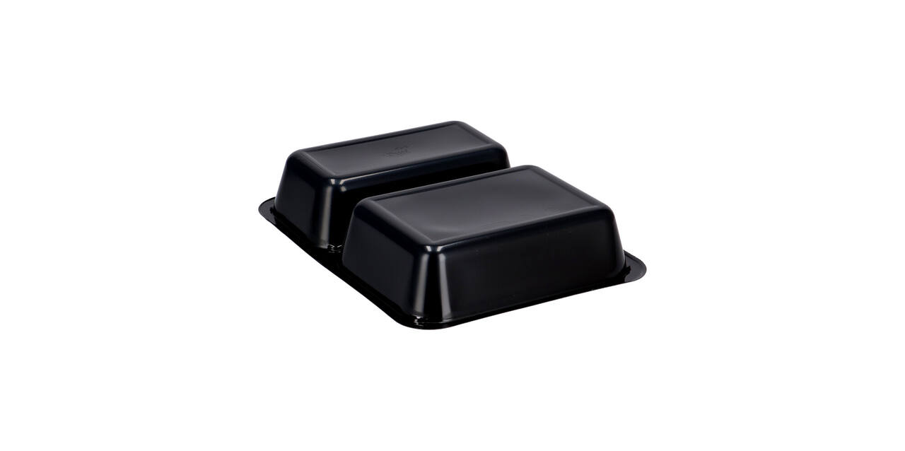 115505 - Menubak CPET 225 x 175 x 43 mm zwart 655/455 ml rechthoekig 2-vaks