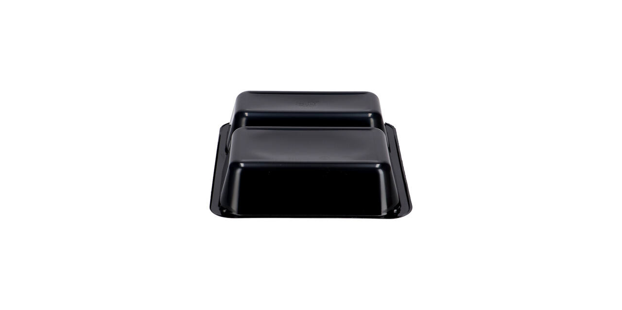 115505 - Menubak CPET 225 x 175 x 43 mm zwart 655/455 ml rechthoekig 2-vaks