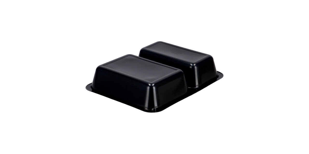 115505 - Menubak CPET 225 x 175 x 43 mm zwart 655/455 ml rechthoekig 2-vaks