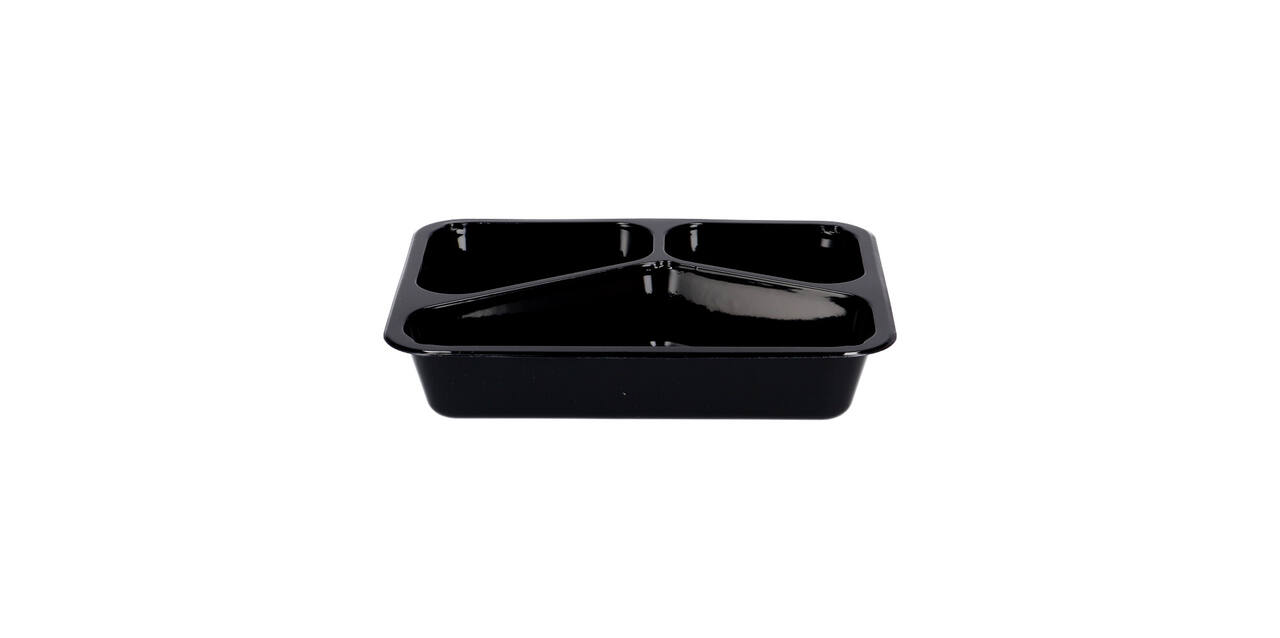 115506 - Menubak CPET 225 x 175 x 43 mm zwart 525/275/205 ml rechthoekig 3-vaks