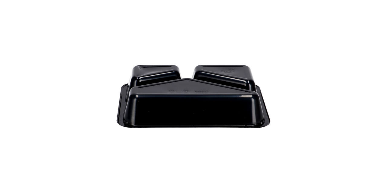 115506 - Menubak CPET 225 x 175 x 43 mm zwart 525/275/205 ml rechthoekig 3-vaks
