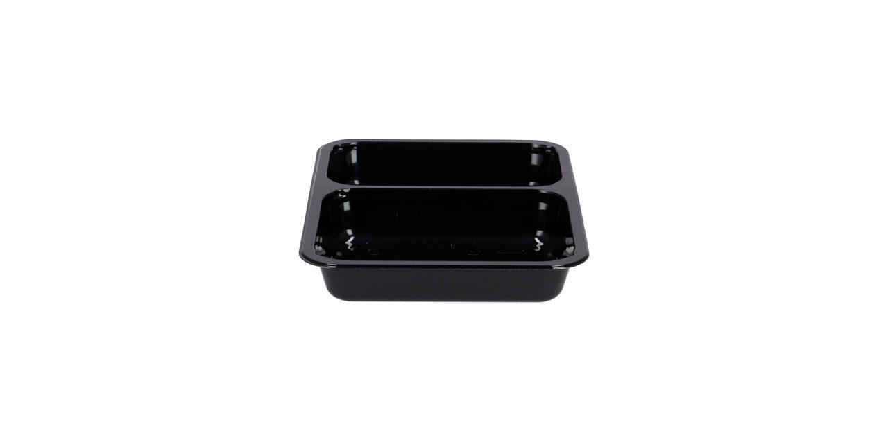 151305 - Menubak CPET 225 x 175 x 35 mm zwart 515/370 ml rechthoekig 2-vaks