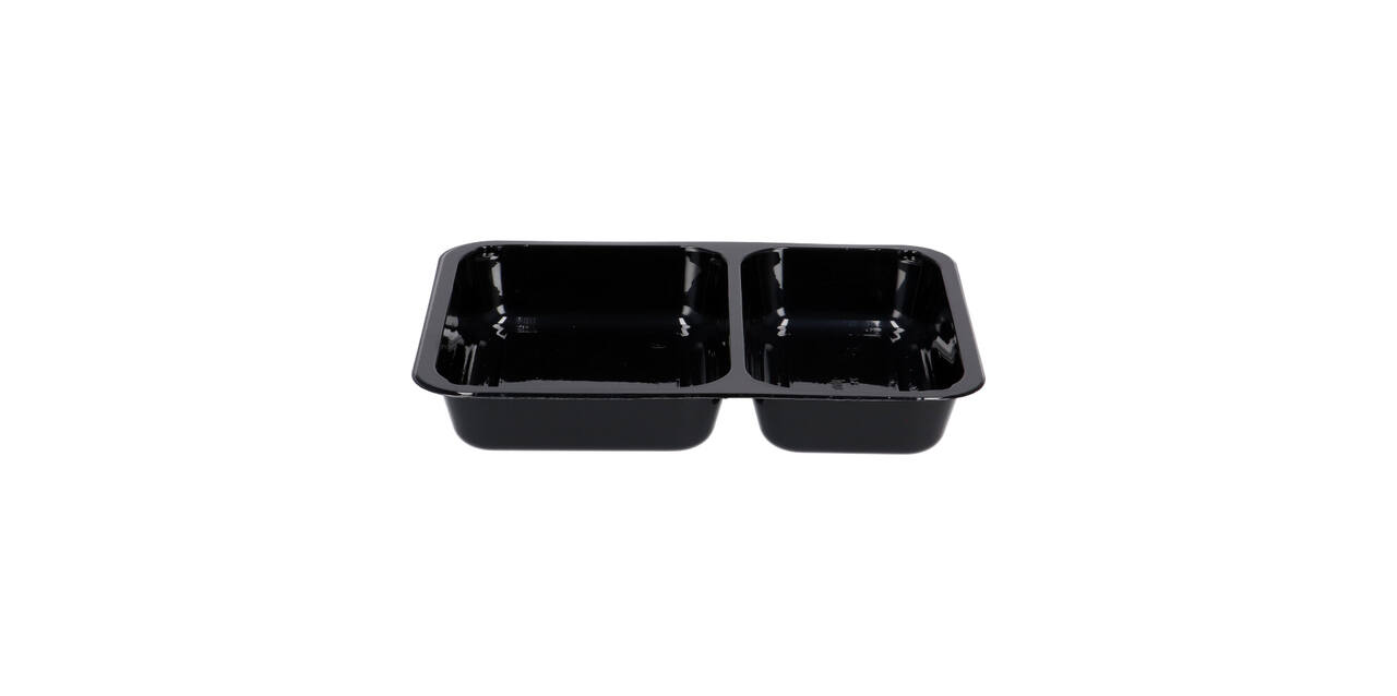151305 - Menubak CPET 225 x 175 x 35 mm zwart 515/370 ml rechthoekig 2-vaks