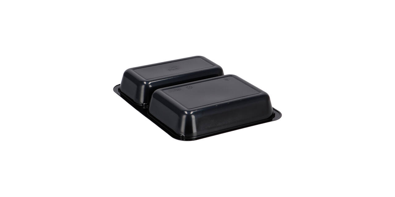 151305 - Menubak CPET 225 x 175 x 35 mm zwart 515/370 ml rechthoekig 2-vaks