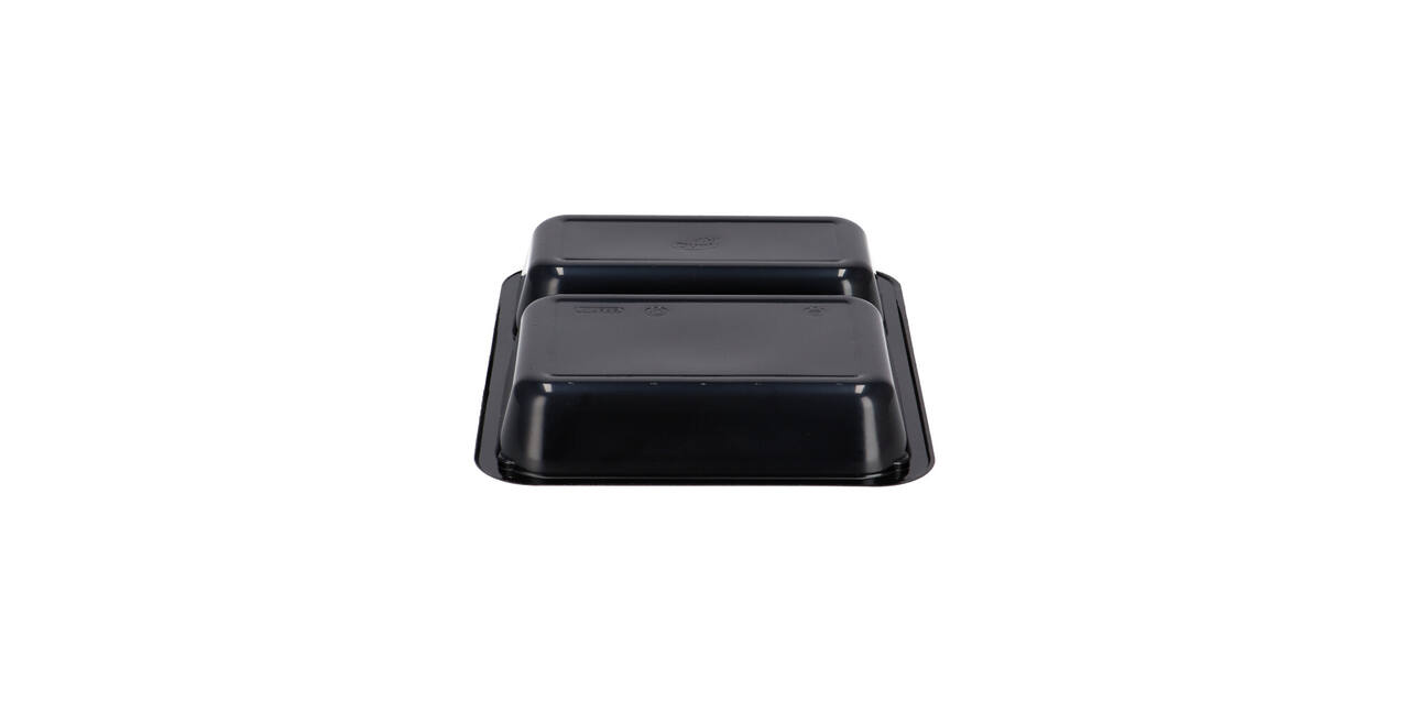 151305 - Menubak CPET 225 x 175 x 35 mm zwart 515/370 ml rechthoekig 2-vaks