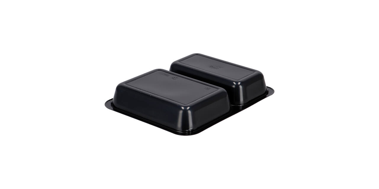 151305 - Menubak CPET 225 x 175 x 35 mm zwart 515/370 ml rechthoekig 2-vaks