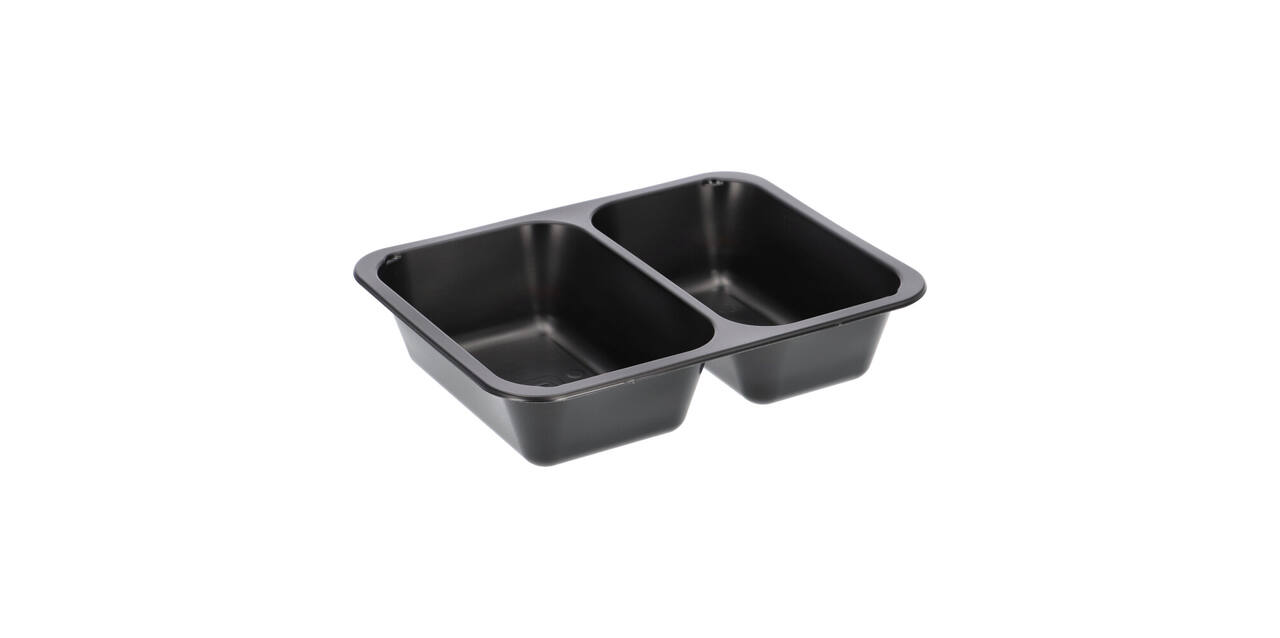 160064 - Menubak PP Caterline 2-vaks 227 x 178 x 50 mm - zwart 645/540 cc