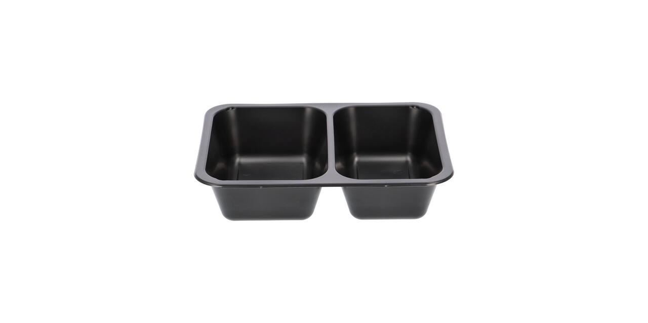 160064 - Menubak PP Caterline 2-vaks 227 x 178 x 50 mm - zwart 645/540 cc