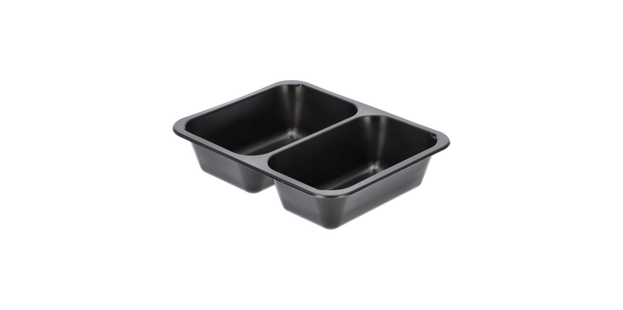 160064 - Menubak PP Caterline 2-vaks 227 x 178 x 50 mm - zwart 645/540 cc