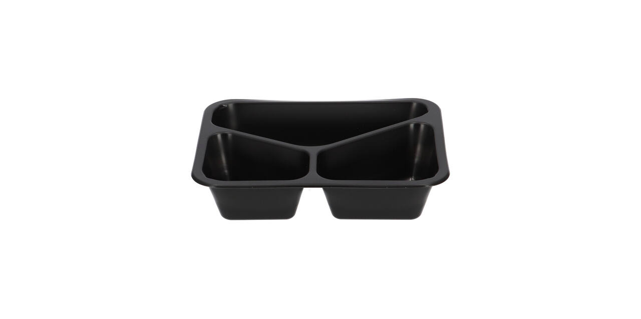 160065 - Menubak PP Caterline 3-vaks 227 x 178 x 50 mm - zwart - 530/325/235 cc