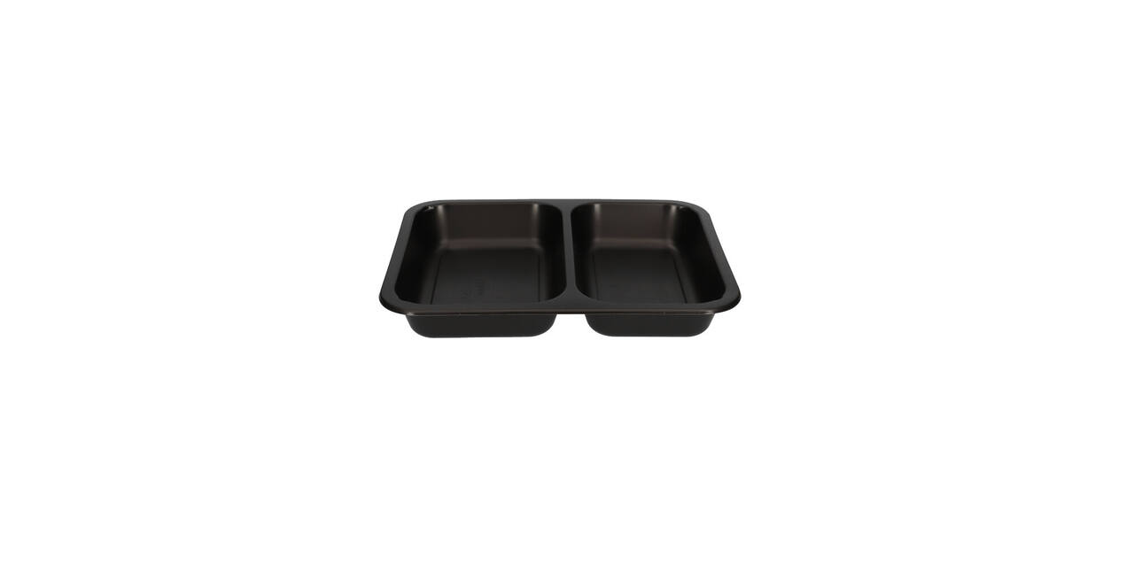 162147 - Menubak PP Caterline 2-vaks 227 x 178 x 32 mm - zwart 440/370 cc