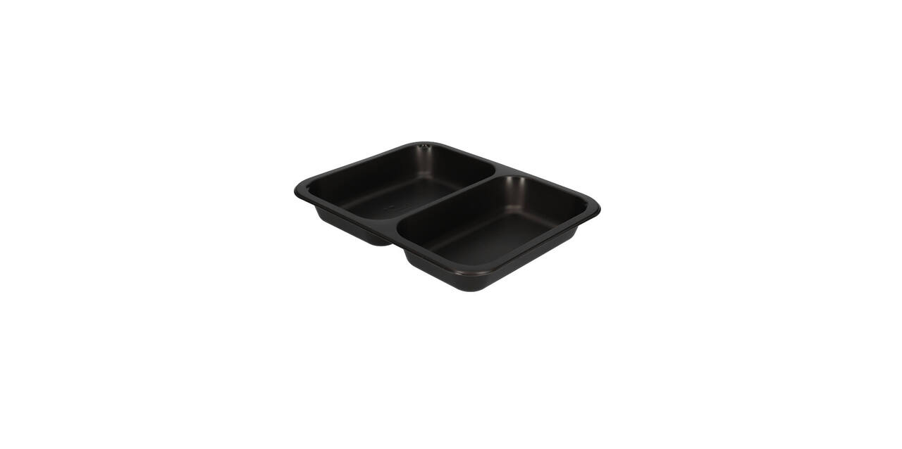 162147 - Menubak PP Caterline 2-vaks 227 x 178 x 32 mm - zwart 440/370 cc