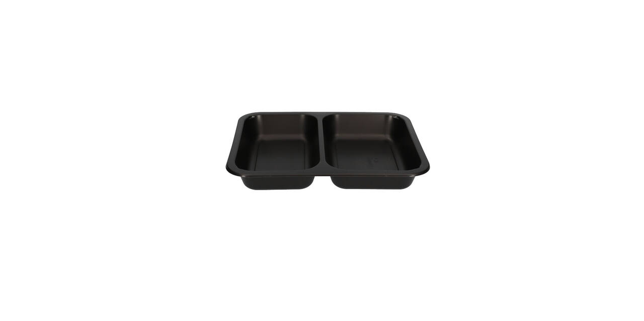 162147 - Menubak PP Caterline 2-vaks 227 x 178 x 32 mm - zwart 440/370 cc