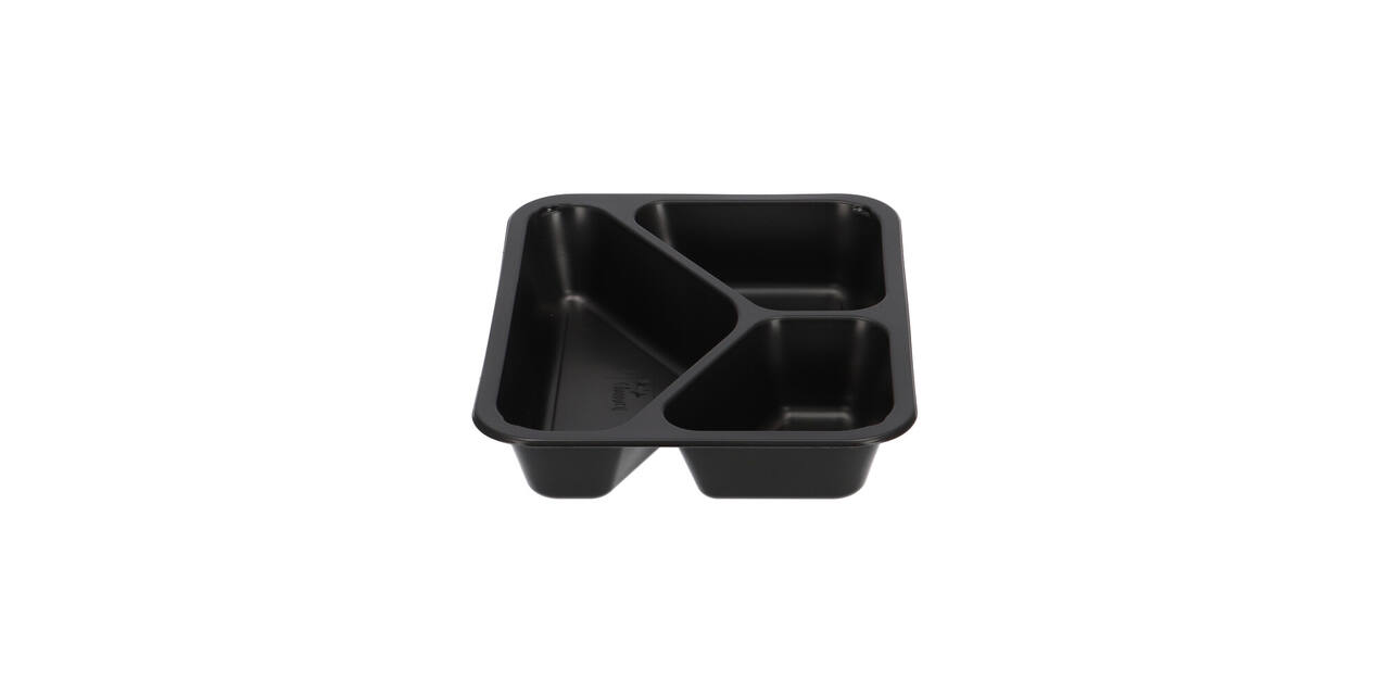 162152 - Menubak PP Caterline 3-vaks 227 x 178 x 40 mm - zwart 445/280/205 cc