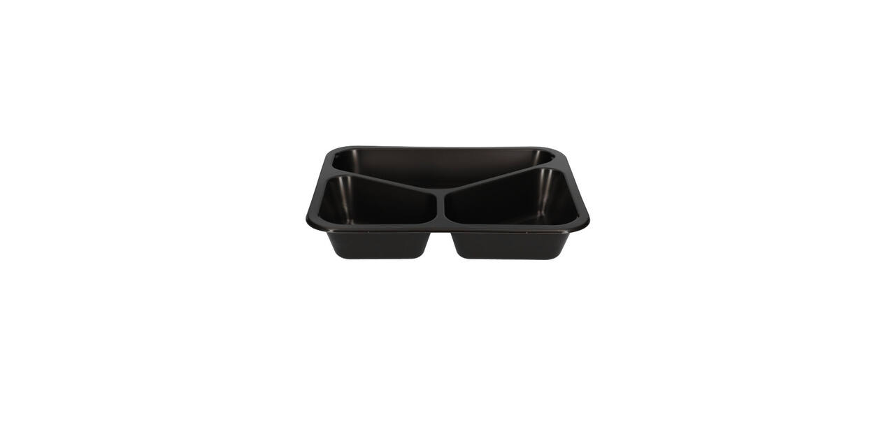 162152 - Menubak PP Caterline 3-vaks 227 x 178 x 40 mm - zwart 445/280/205 cc