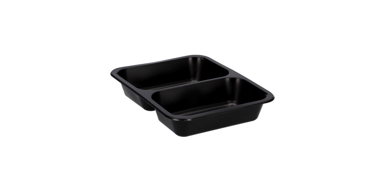 162151 - Menubak PP Caterline 2-vaks 227 x 178 x 40 mm  zwart 550/480 cc