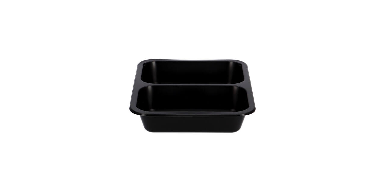 162151 - Menubak PP Caterline 2-vaks 227 x 178 x 40 mm  zwart 550/480 cc