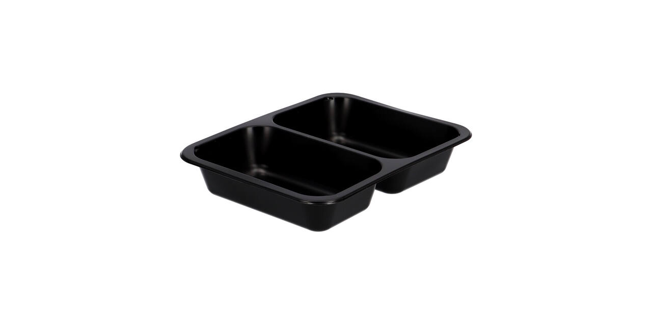 162151 - Menubak PP Caterline 2-vaks 227 x 178 x 40 mm  zwart 550/480 cc