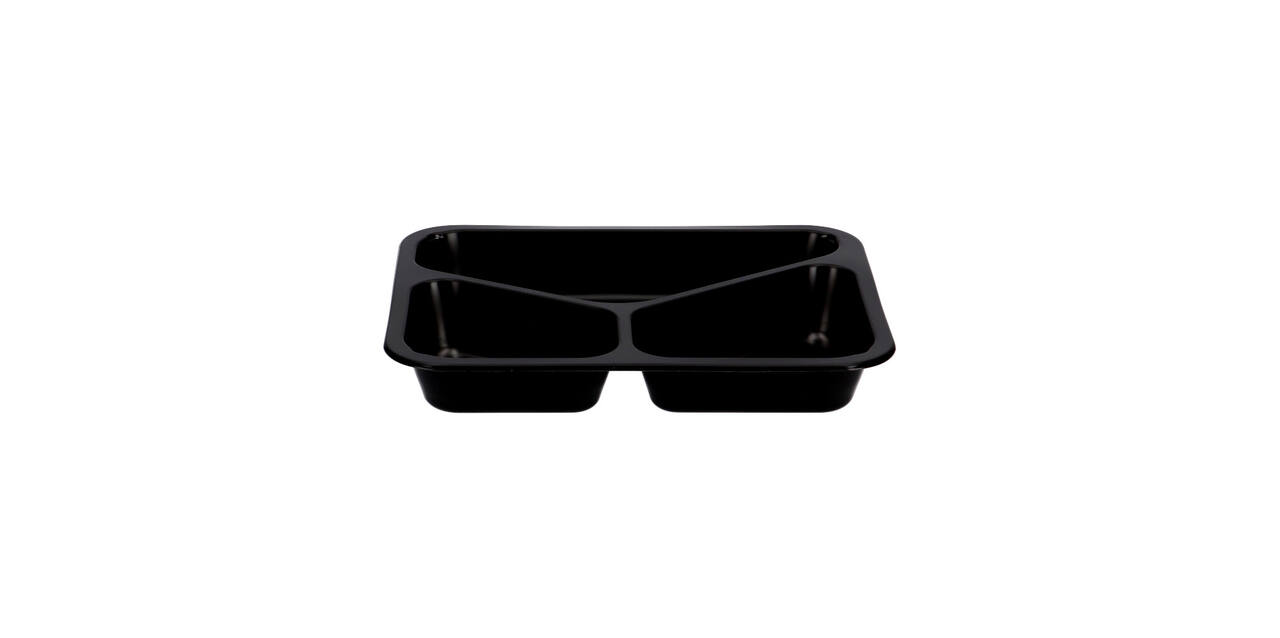 162303 - Menubak PP Caterline 3-vaks 227 x 178 x 32 mm - zwart 350/225/170 cc