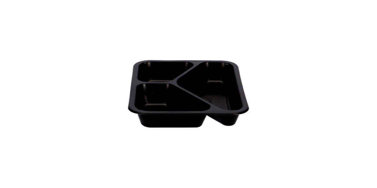162303 - Menubak PP Caterline 3-vaks 227 x 178 x 32 mm - zwart 350/225/170 cc