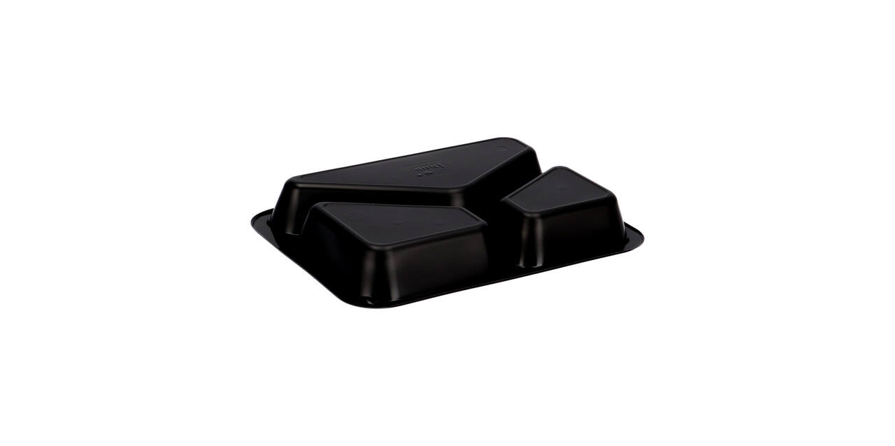 162303 - Menubak PP Caterline 3-vaks 227 x 178 x 32 mm - zwart 350/225/170 cc