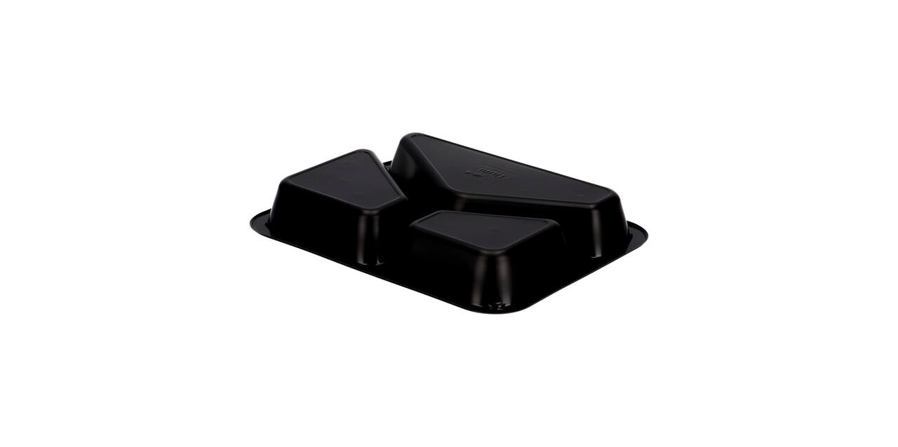 162303 - Menubak PP Caterline 3-vaks 227 x 178 x 32 mm - zwart 350/225/170 cc