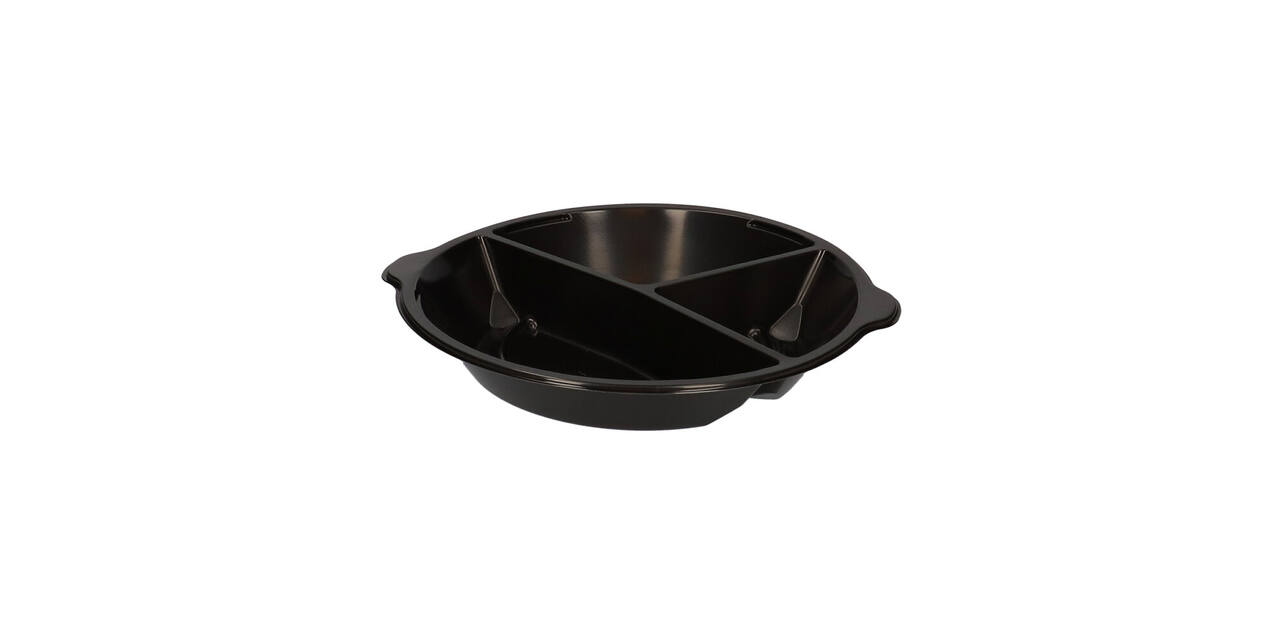 176394 - Menubak PP Pearl L3 rond 3-vaks ø 250 x 42 mm - zwart 590/327/238 cc