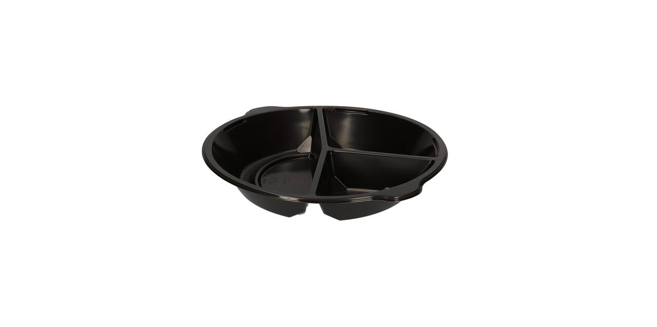 176394 - Menubak PP Pearl L3 rond 3-vaks ø 250 x 42 mm - zwart 590/327/238 cc