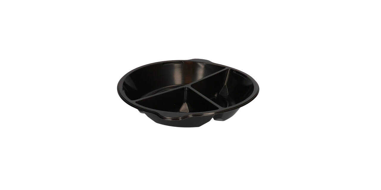 176394 - Menubak PP Pearl L3 rond 3-vaks ø 250 x 42 mm - zwart 590/327/238 cc