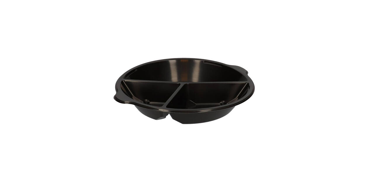 176394 - Menubak PP Pearl L3 rond 3-vaks ø 250 x 42 mm - zwart 590/327/238 cc