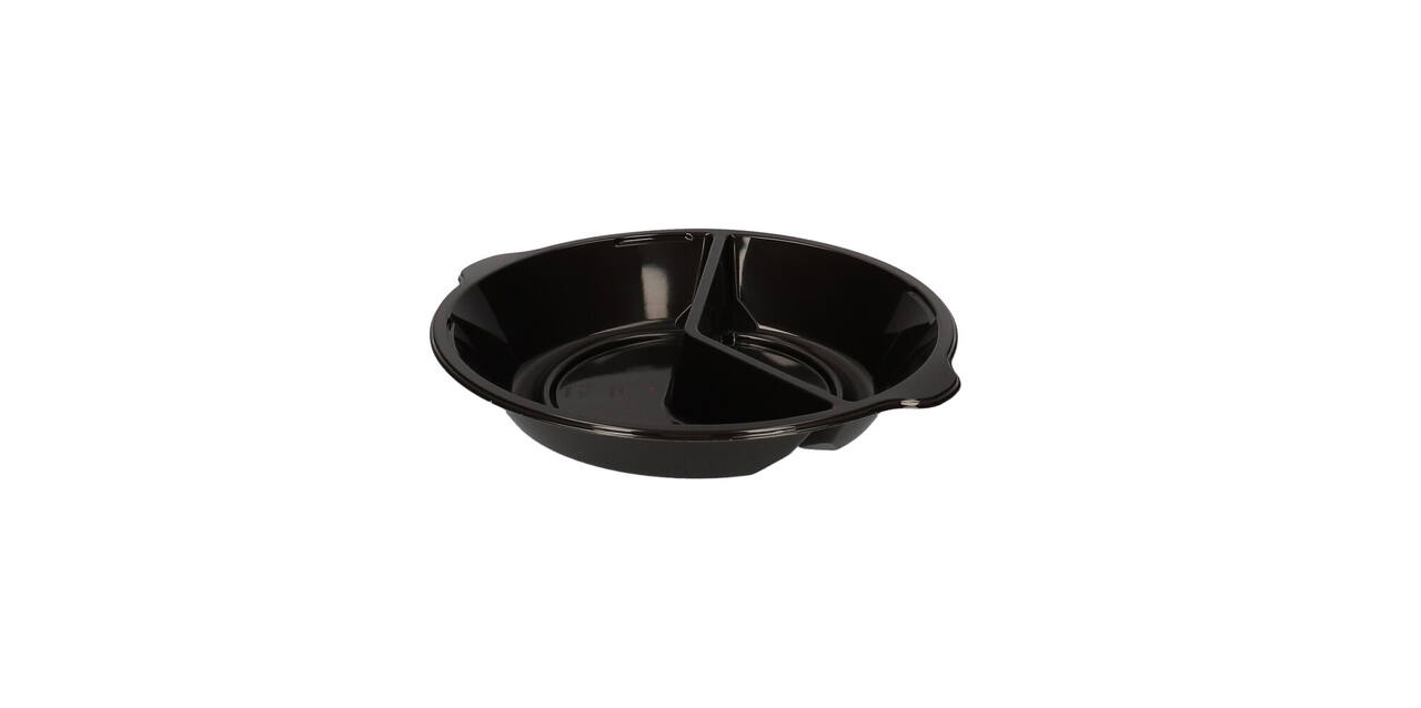 176395 - Menubak PP Pearl L2 rond 2-vaks ø 250 x 42 mm - zwart 750/490 cc