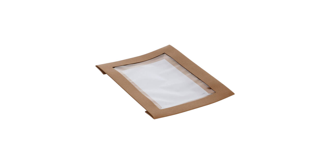 202882 - Deksel Karton/PLA  Brick 200 x 140  x 30 mm + Venster tbv Viking Box 188103 - naturel