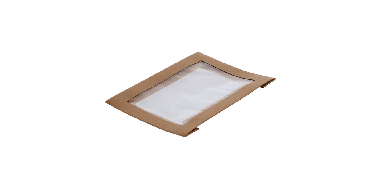 202882 - Deksel Karton/PLA  Brick 200 x 140  x 30 mm + Venster tbv Viking Box 188103 - naturel