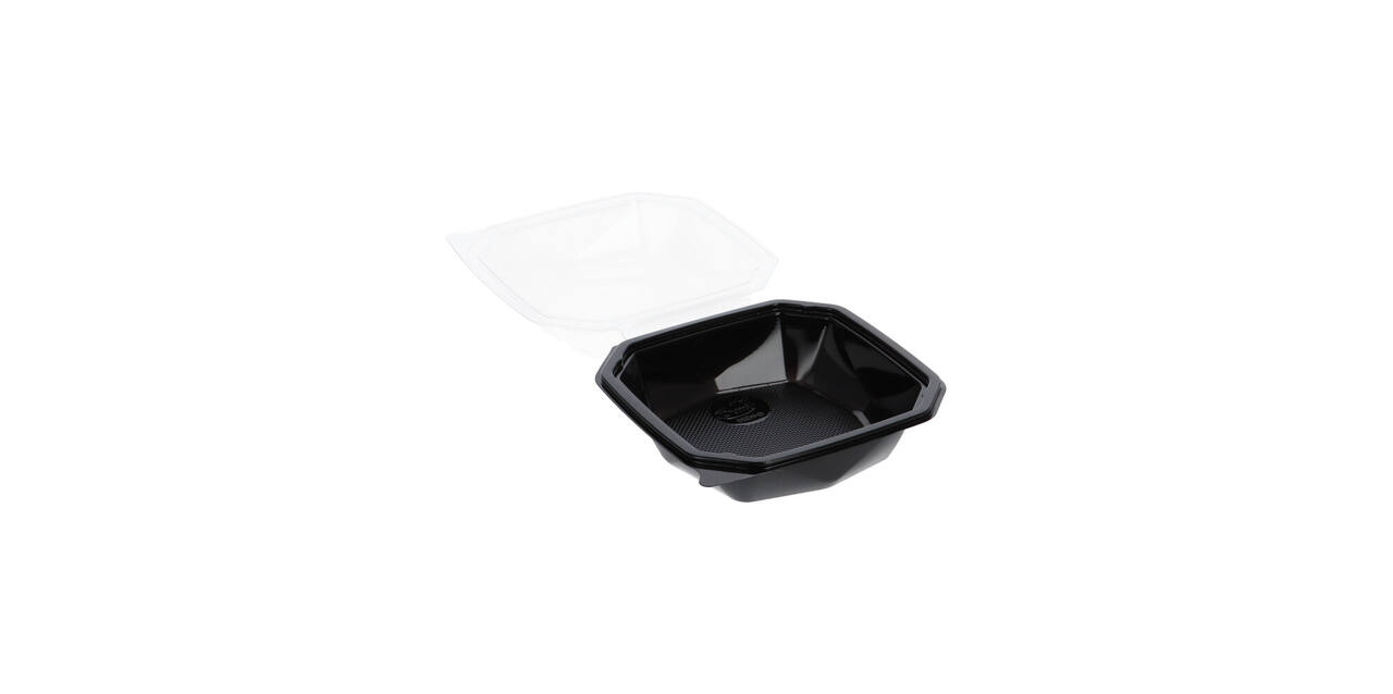 188018 - Octaview APET 150 x150 x 70 mm 400 cc zwart + deksel transparant
