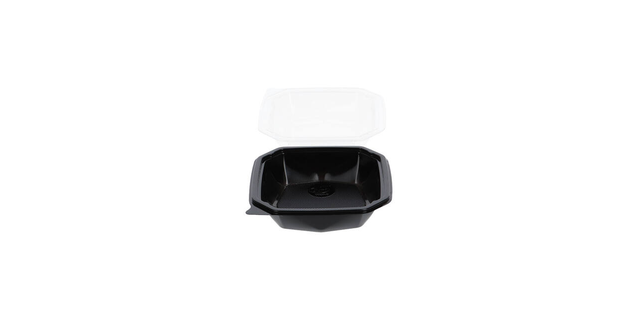 188018 - Octaview APET 150 x150 x 70 mm 400 cc zwart + deksel transparant
