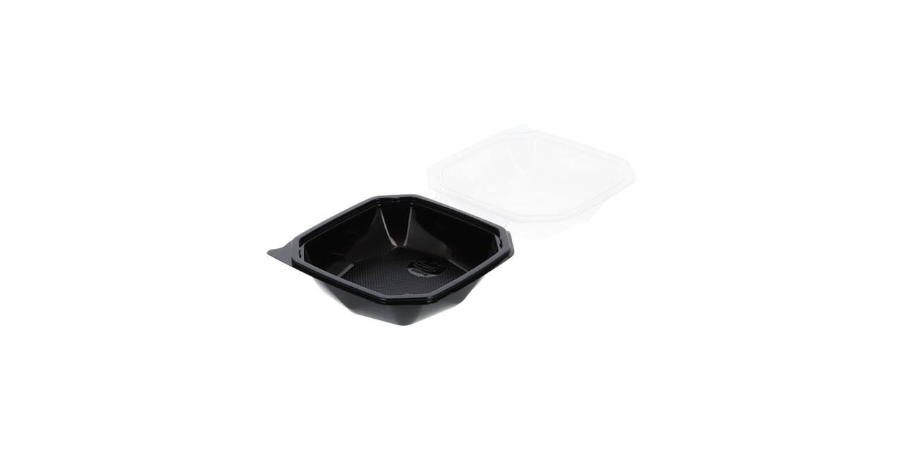 188018 - Octaview APET 150 x150 x 70 mm 400 cc zwart + deksel transparant